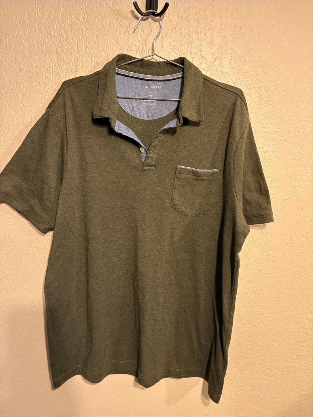 Tahari Polo Shirt Mens XL Extra Large green Short Sleeve  Classic